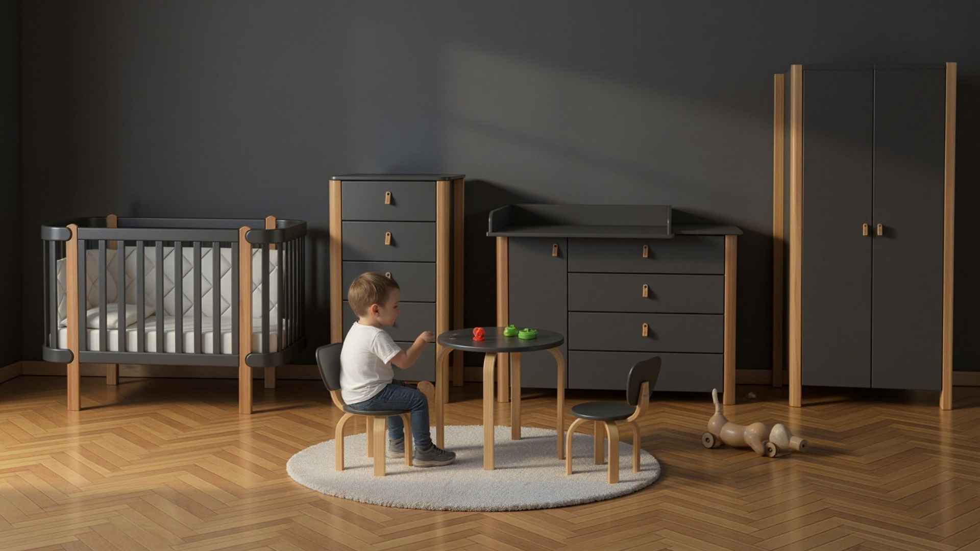 Sladěný dětský pokoj v uceleném designovém stylu s komodou Gekko Kids