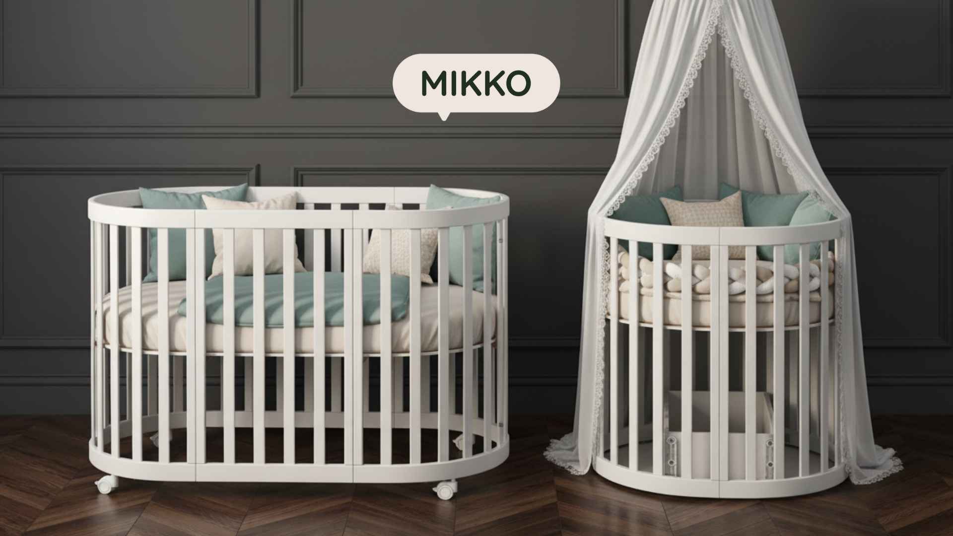 Stylová bílá oválná postýlka Gekko Kids