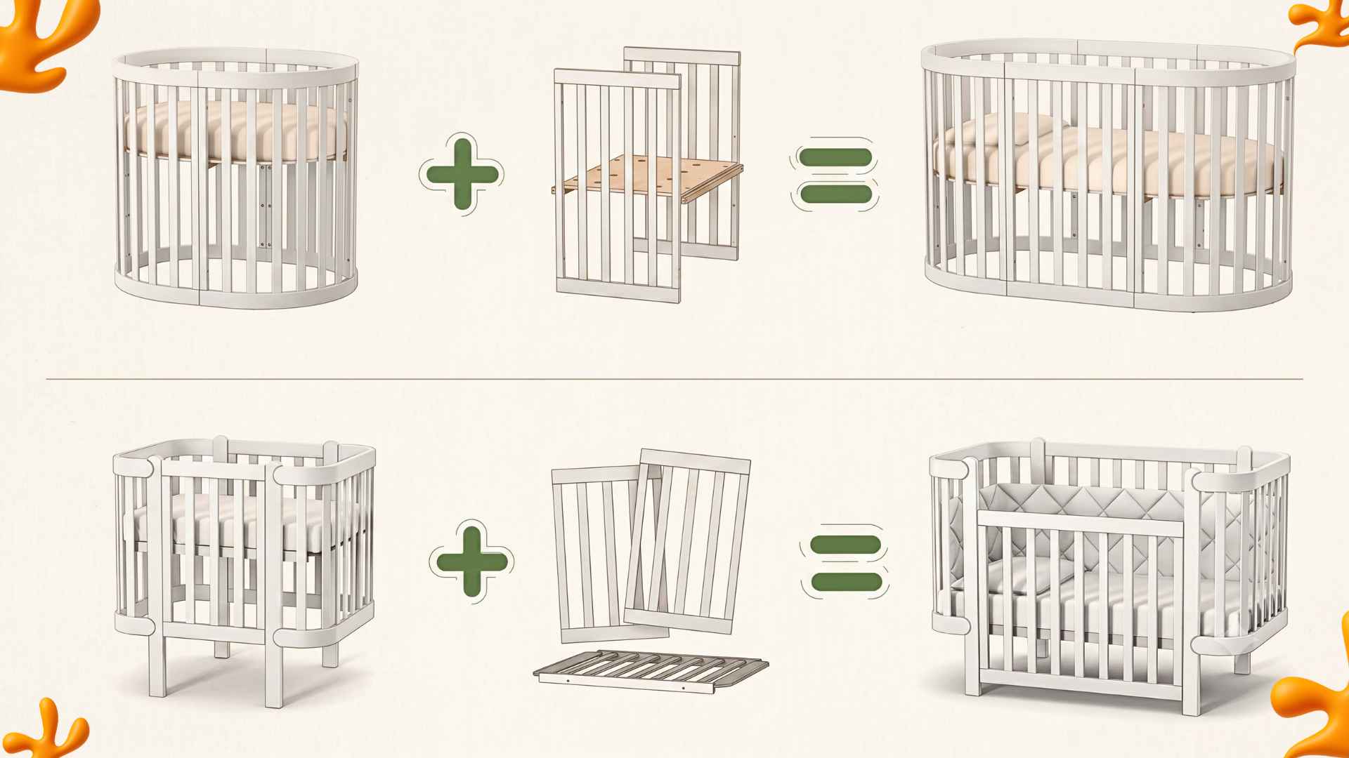 Rostoucí dětská postýlka Gekko Kids design