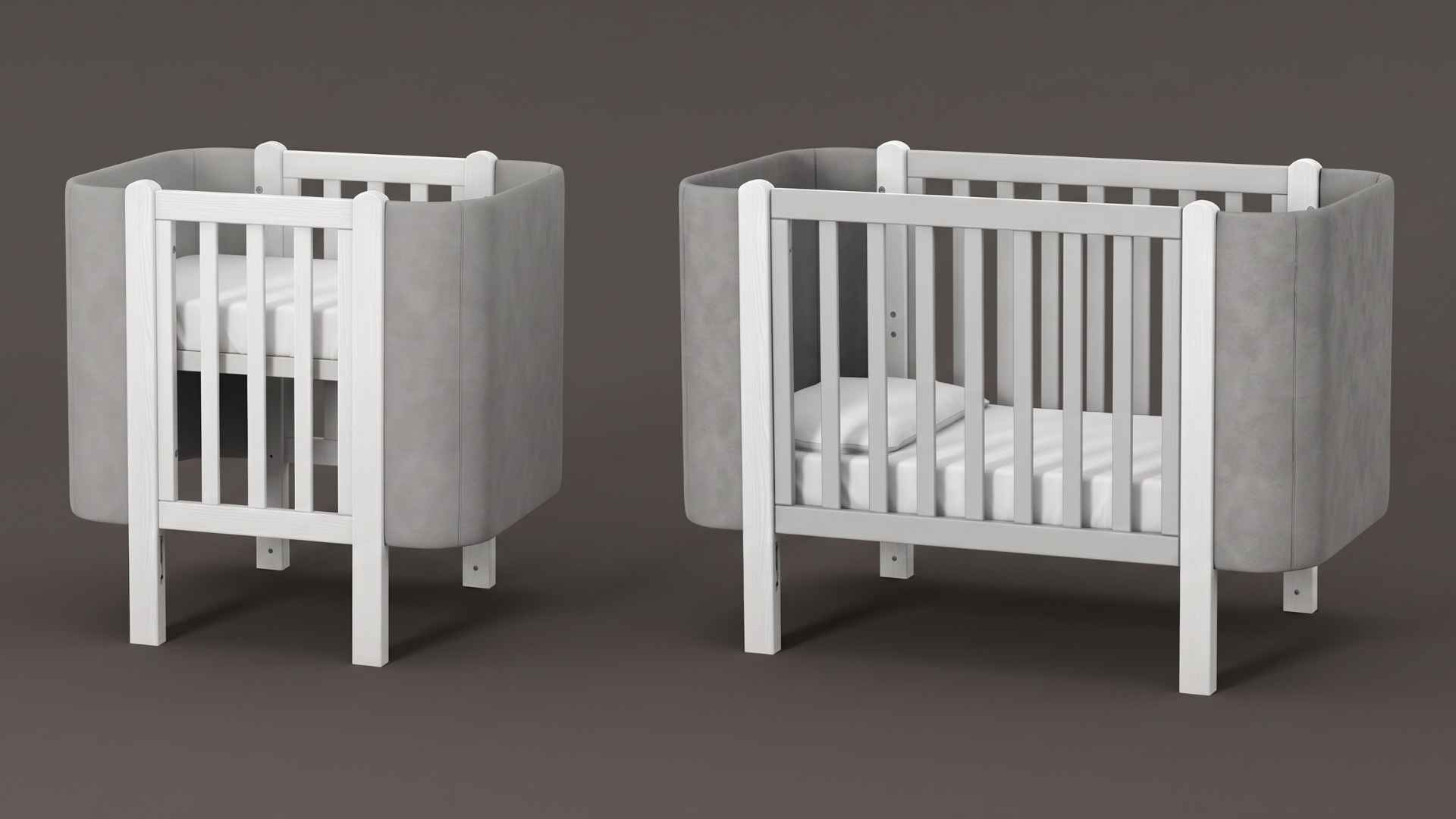 Dětská postýlka Zukko Soft Šedá-Bílá