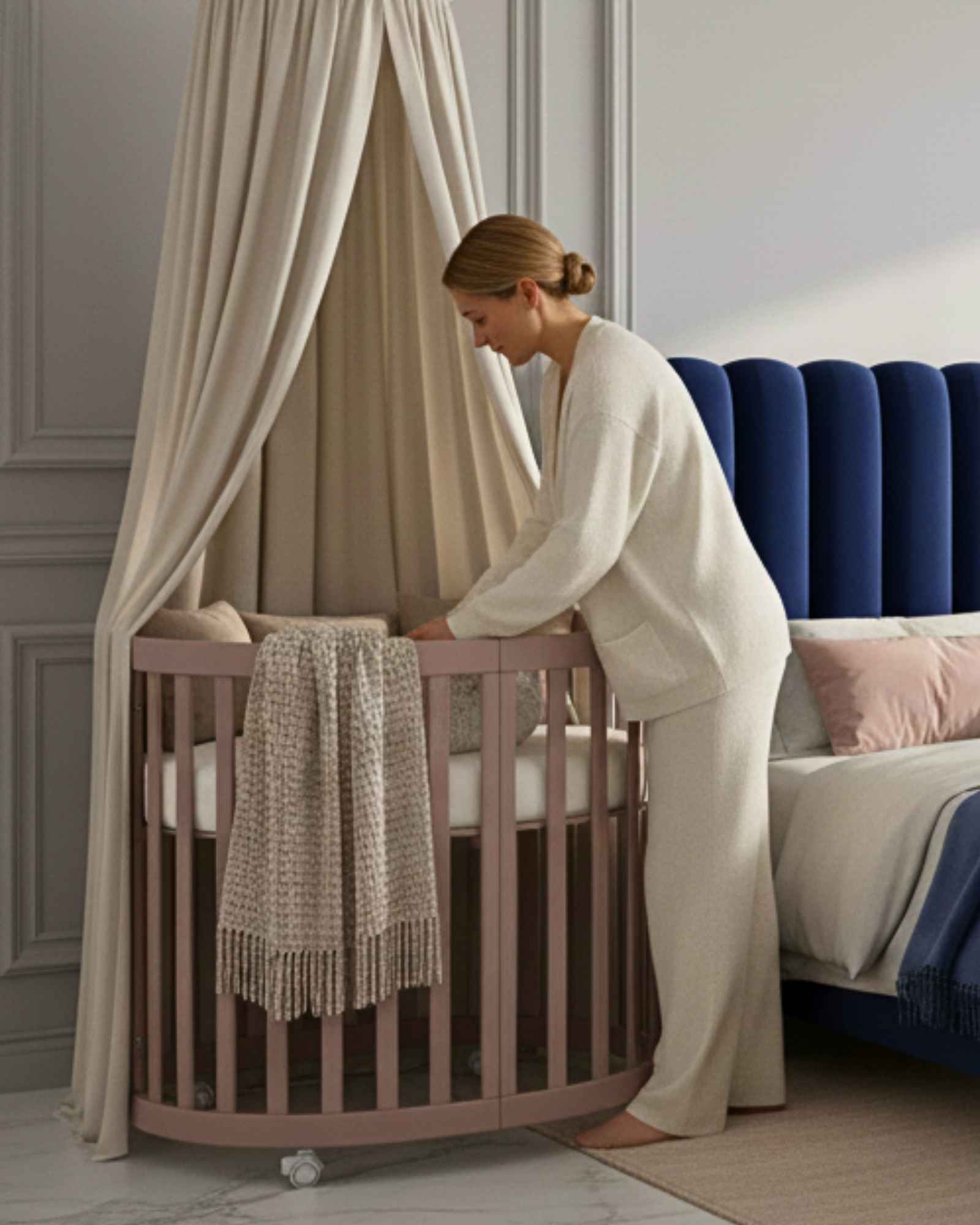 Bílá oválná postýlka