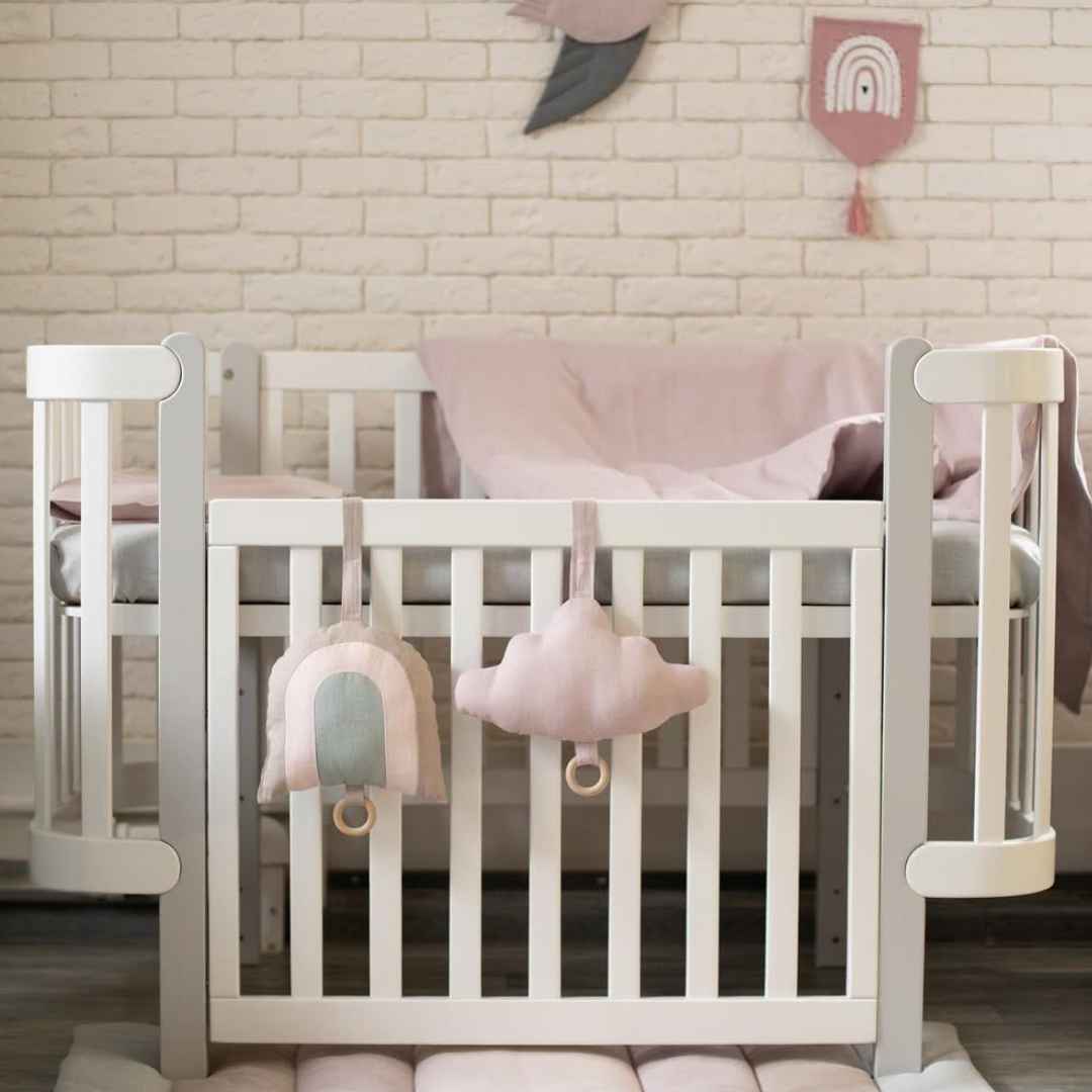 Dětská rostoucí postýlka Zukko Gekko Kids. Kolébka a postýlka 2v1. Bílá / Šedá