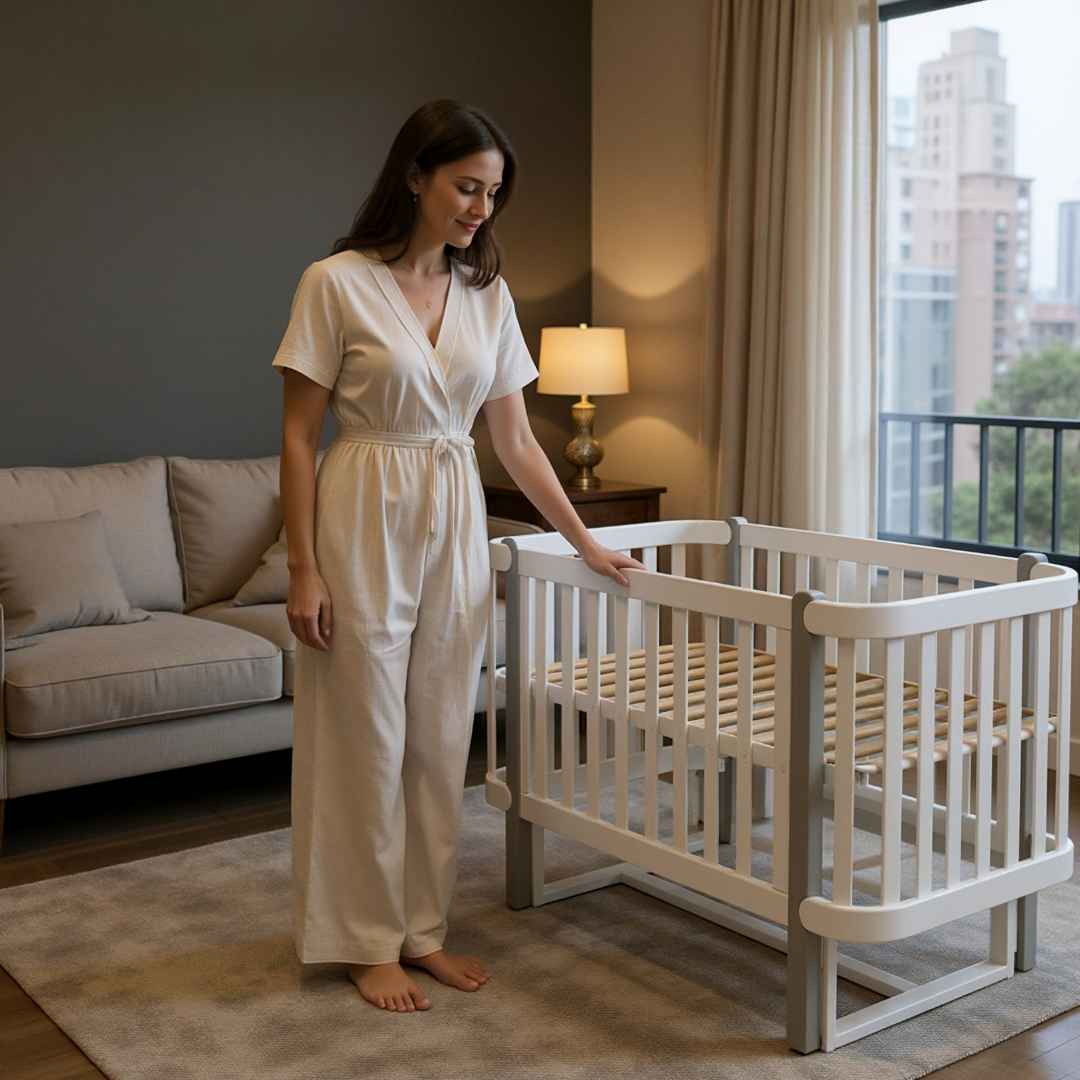 Dětská rostoucí postýlka Zukko Gekko Kids. Kolébka a postýlka 2v1. Bílá / Šedá