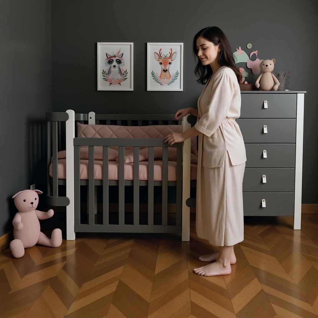 Dětská postýlka Zukko Gekko Kids 120x60. Seda / Bílá