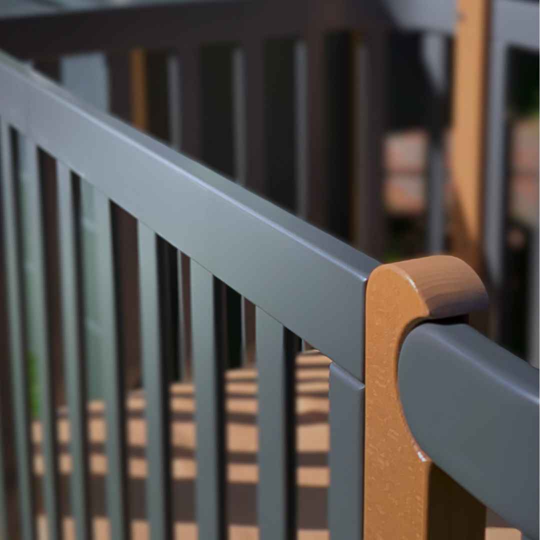 Dětská rostoucí postýlka Zukko Gekko Kids. Kolébka a postýlka 2v1. Tmavě šedá / Přírodní buk