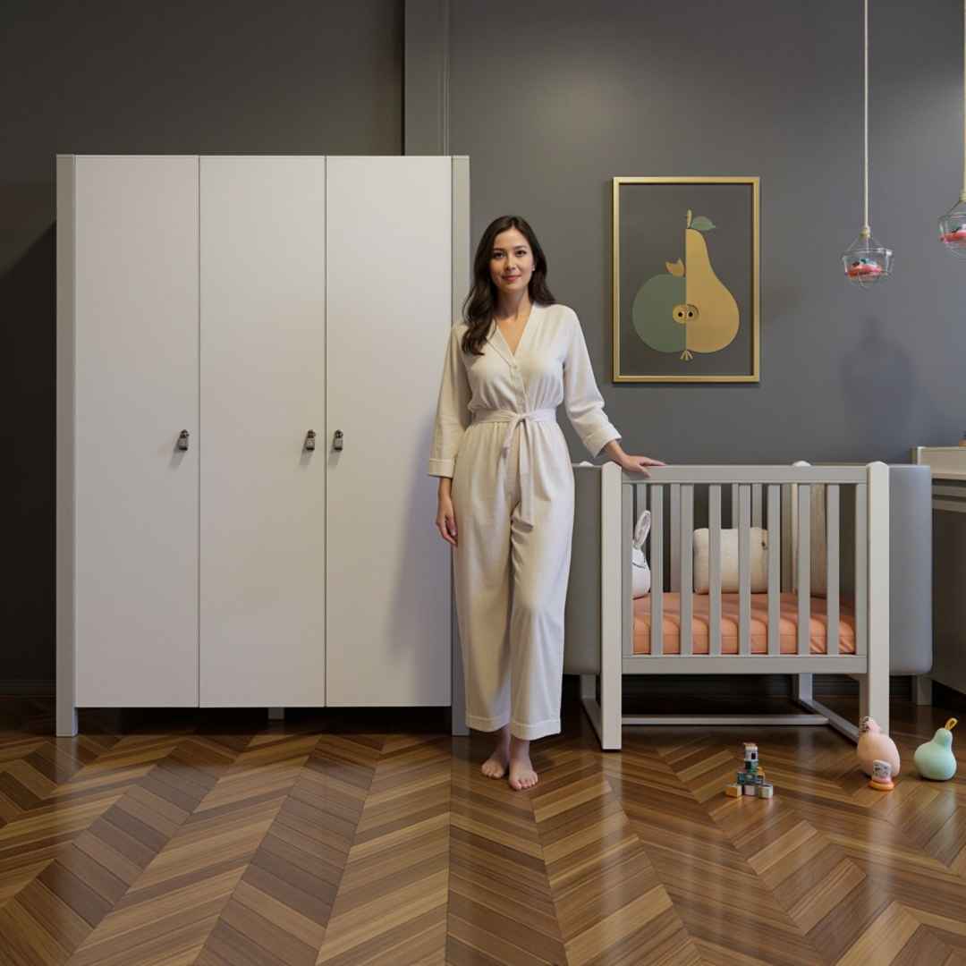 Maximální sada s matracemi. Dětská rostoucí postýlka Zukko Soft Gekko Kids. Seda / bila