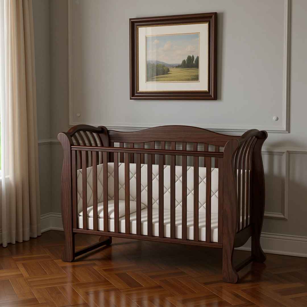 Dětská postýlka Robbi Gekko Kids 120x60. Tmavý ořech