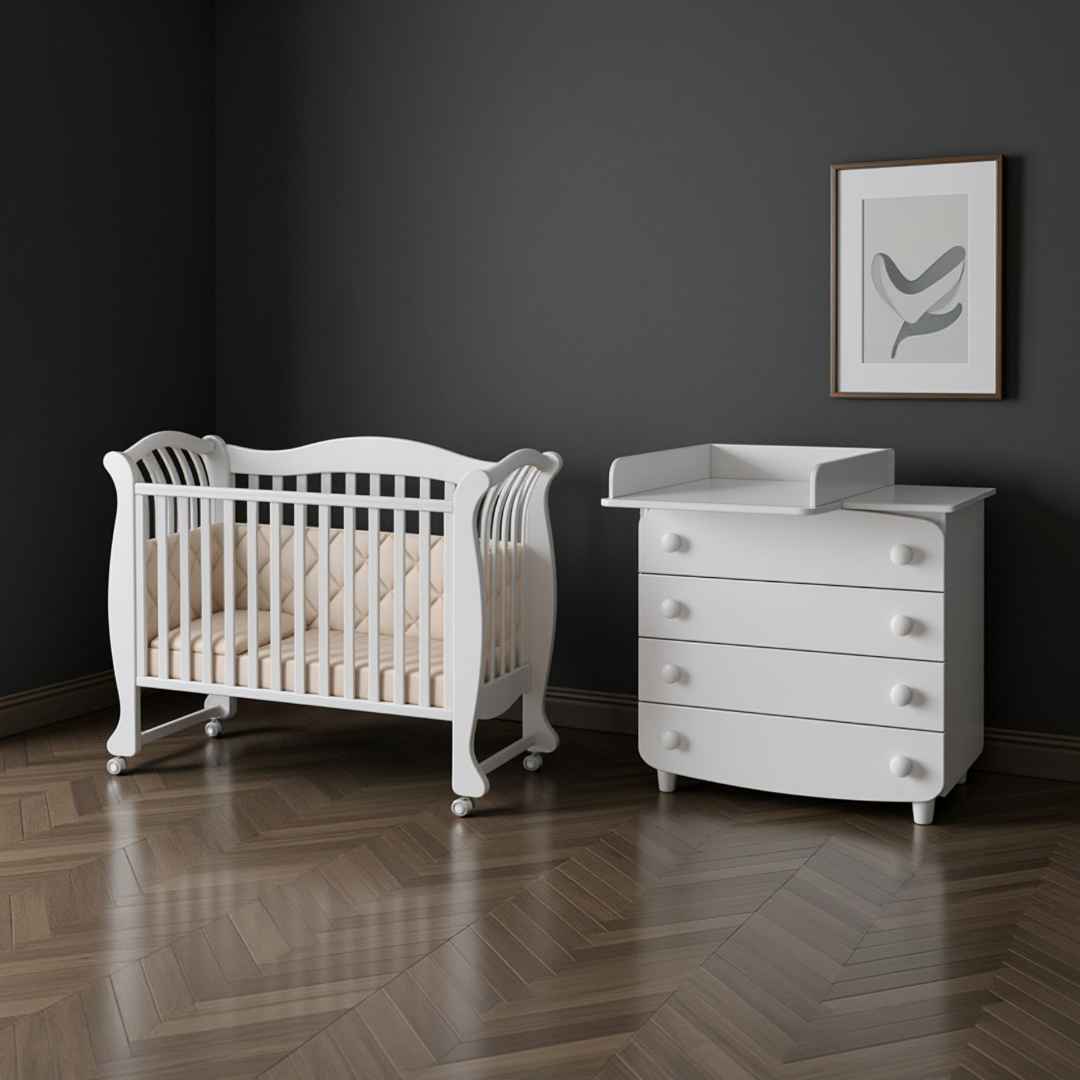 Dětská postýlka Robbi Gekko Kids 120x60. Bílá