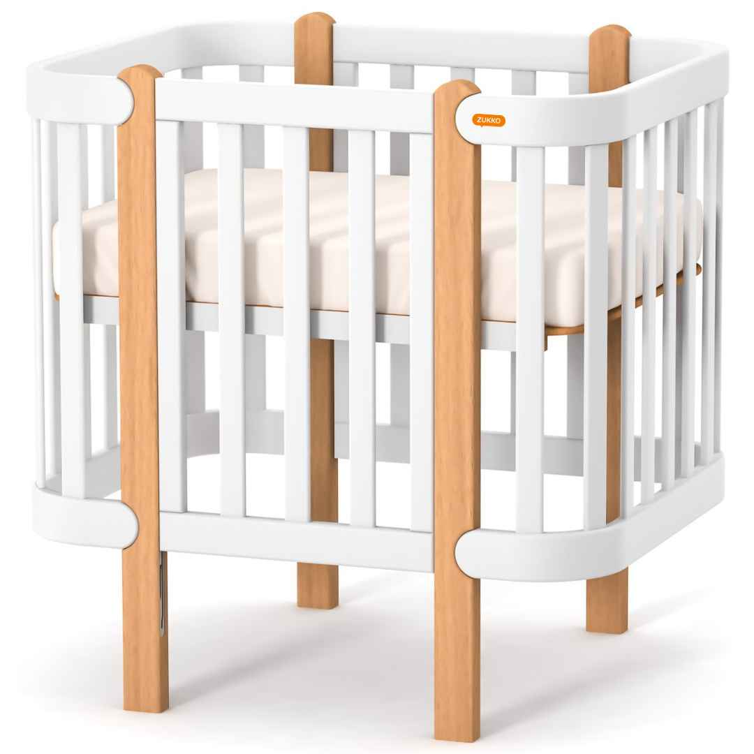 Maximální sada s matracemi. Dětská rostoucí postýlka Zukko Gekko Kids. Bílá / Přírodní Buk