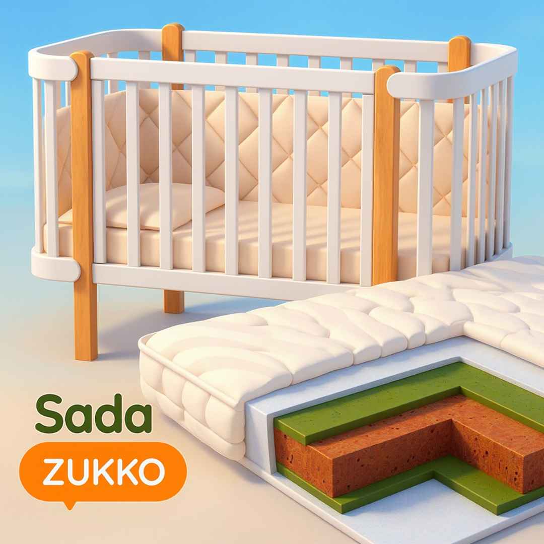 Sada. Dětská postýlka Zukko 120x60 s kvalitní matrací. Bílá/Přírodní