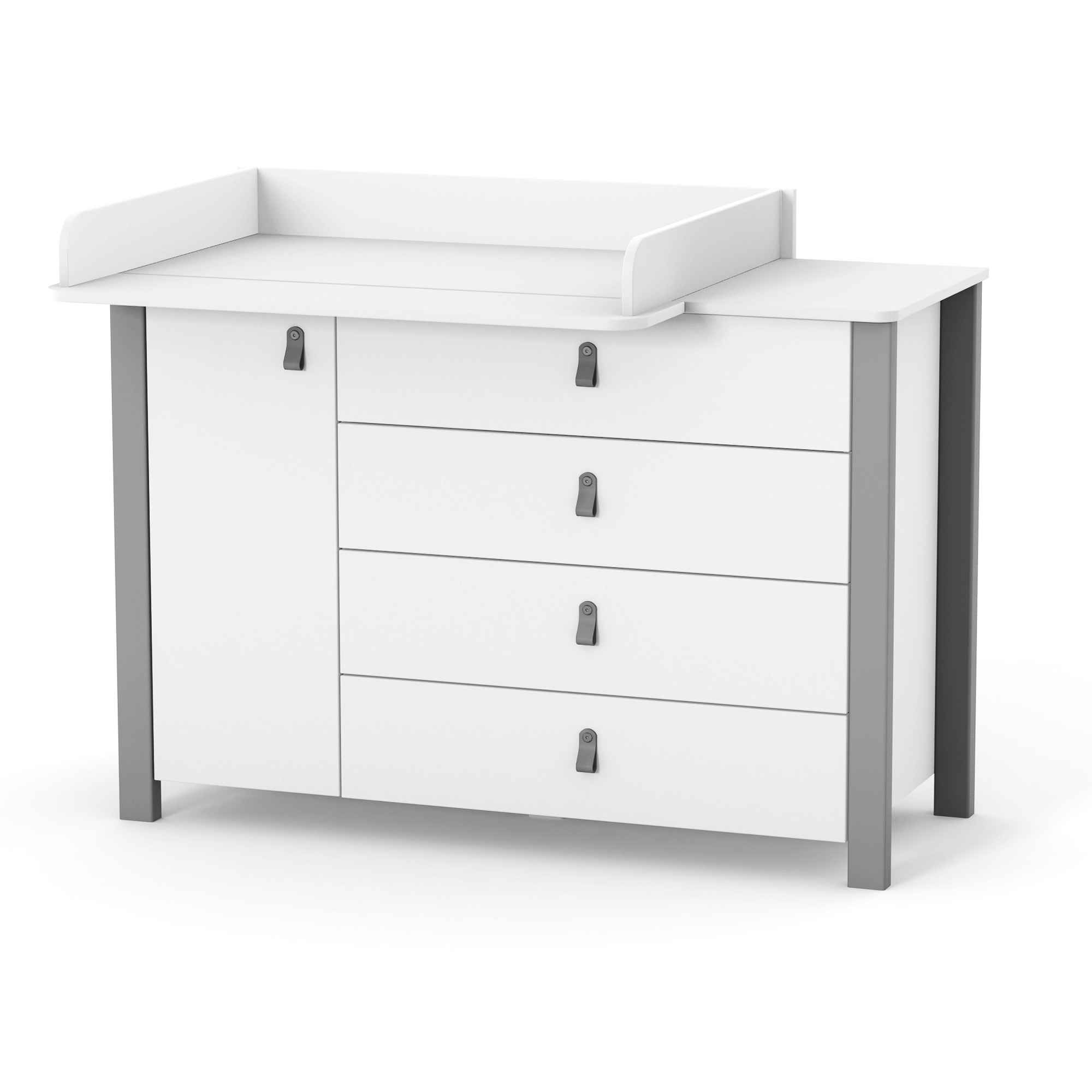 Dětská komoda Zukko Gekko Kids, 120x50x85cm, Bílá / Grafitová