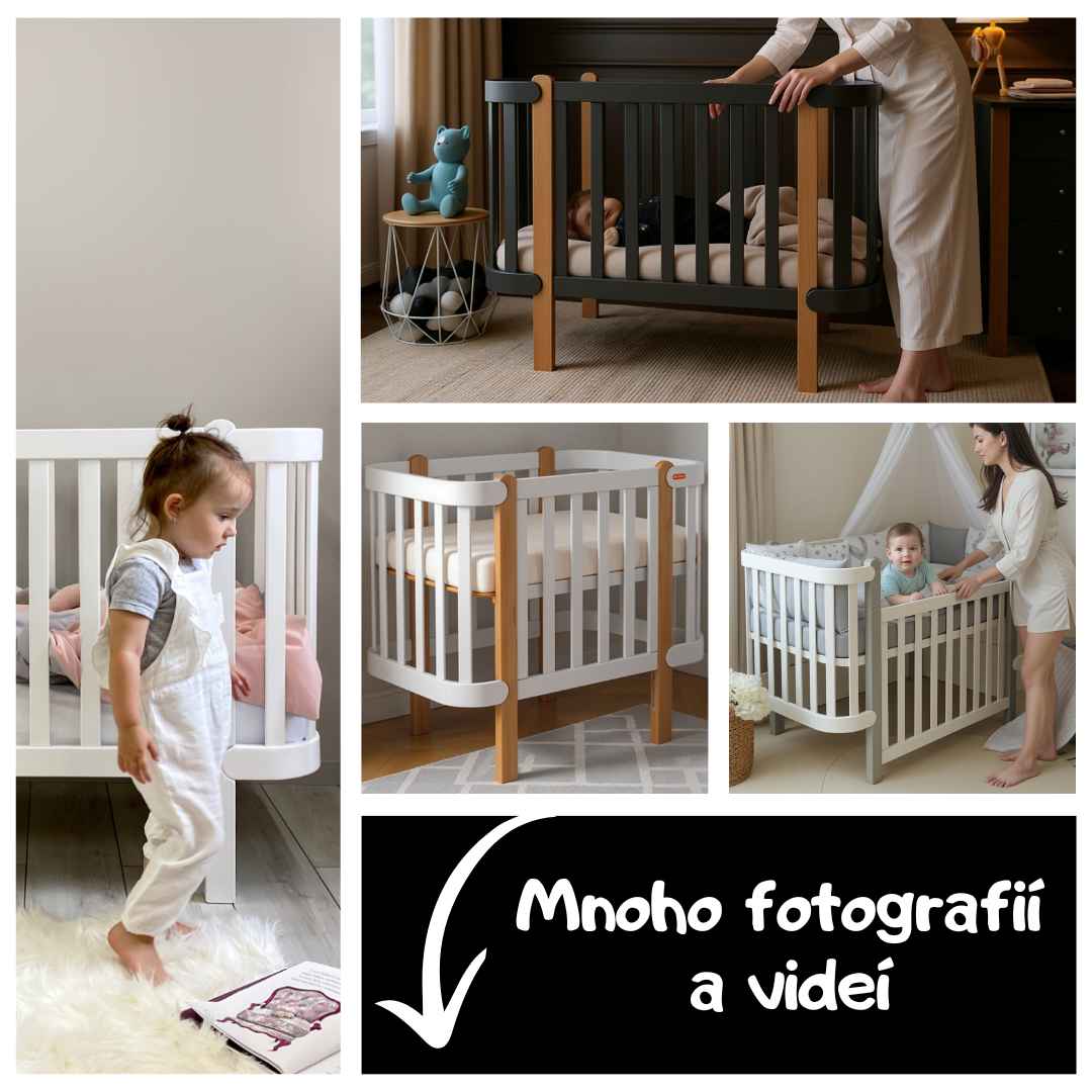 Dětská postýlka Zukko Gekko Kids 120x60. Seda / Bílá