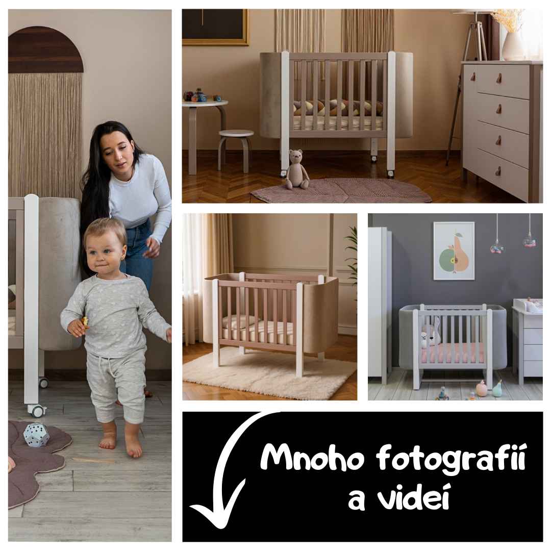 Maximální sada s matracemi. Dětská rostoucí postýlka Zukko Soft Gekko Kids. Seda / bila