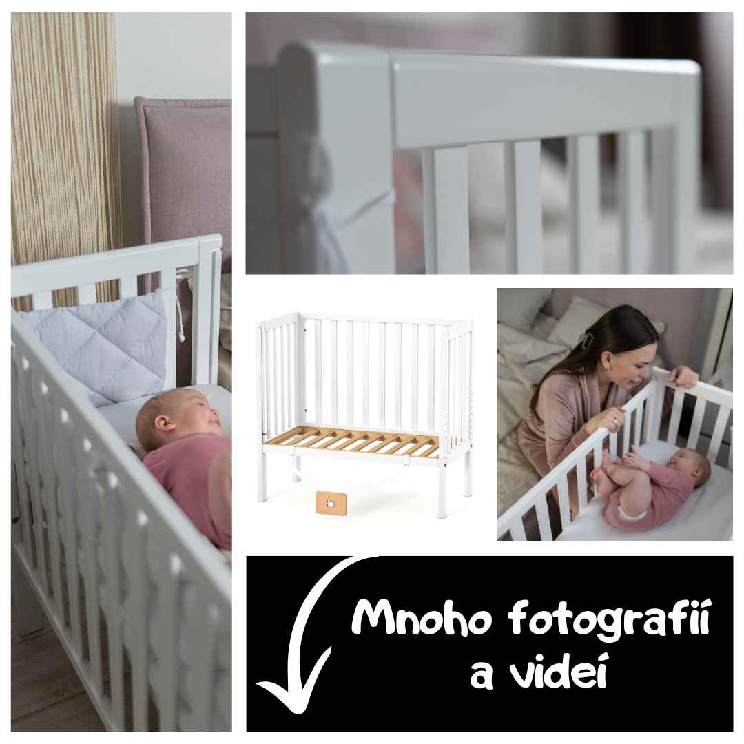 Dětská přístavná mini postýlka Lizzi Gekko Kids 90x45. S matrací a sadou ložního prádla