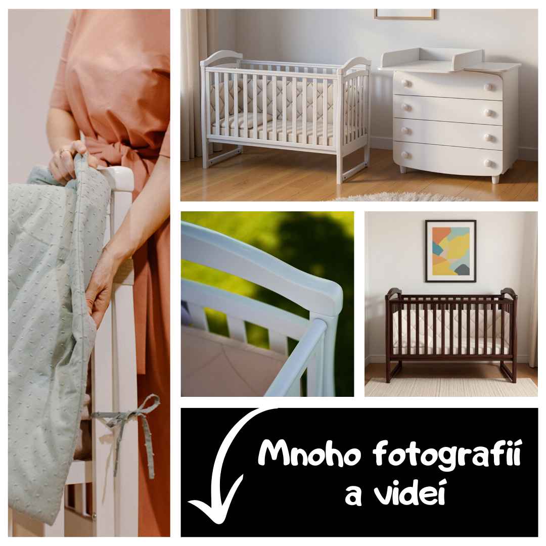 Dětská postýlka Rinbo Gekko Kids 120x60. Bílá