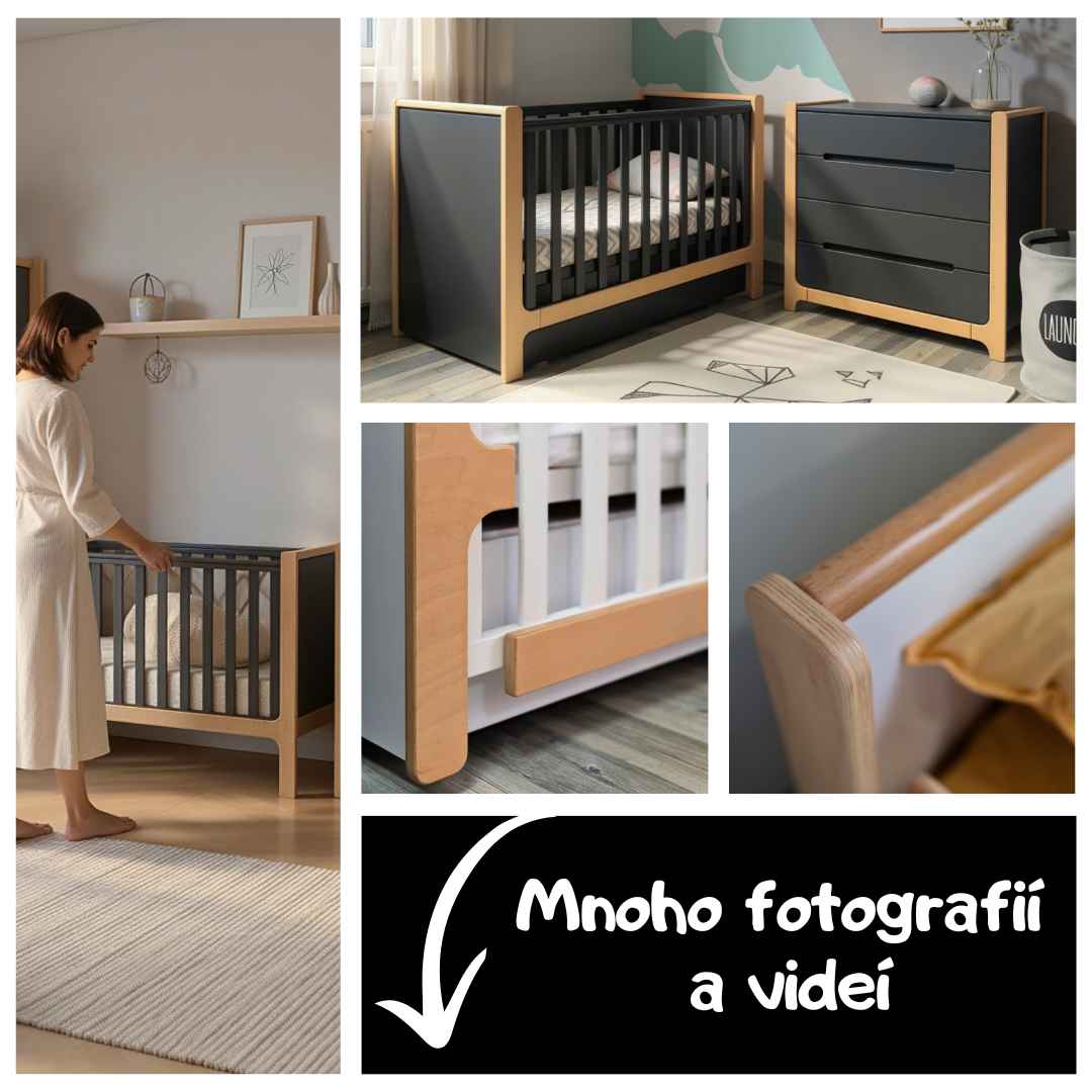 Dětská postýlka Markito Gekko Kids 120x60. Bílá / Přírodní Buk