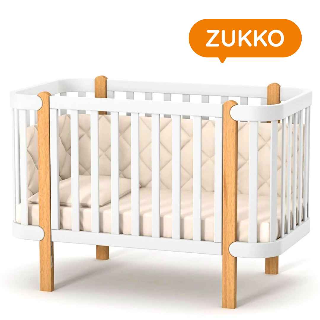Dětská postýlka Zukko Gekko Kids 120x60. Bílá / Přírodní Buk