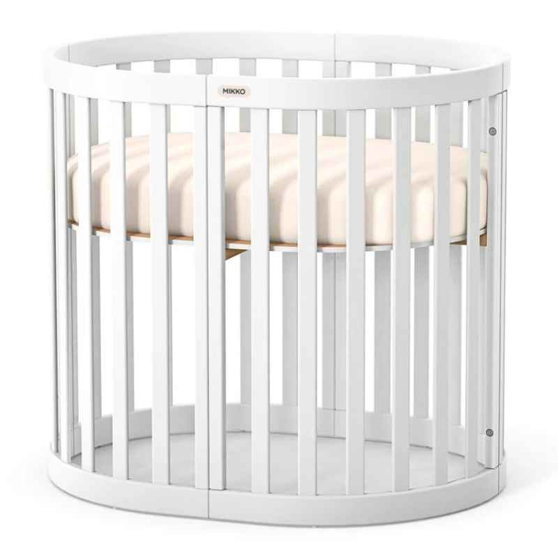 Oválná dětská postýlka Mikko Gekko Kids 90×70 cm. Bílá.