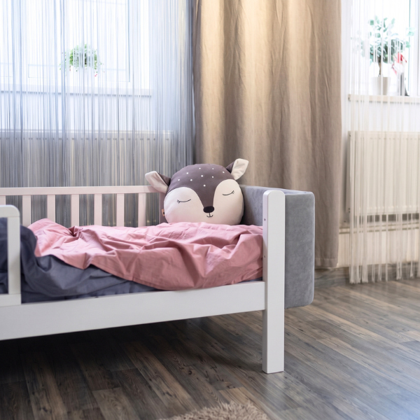 Jednolůžková postel Zukko Soft Gekko 190x80. Šedá / Bílá
