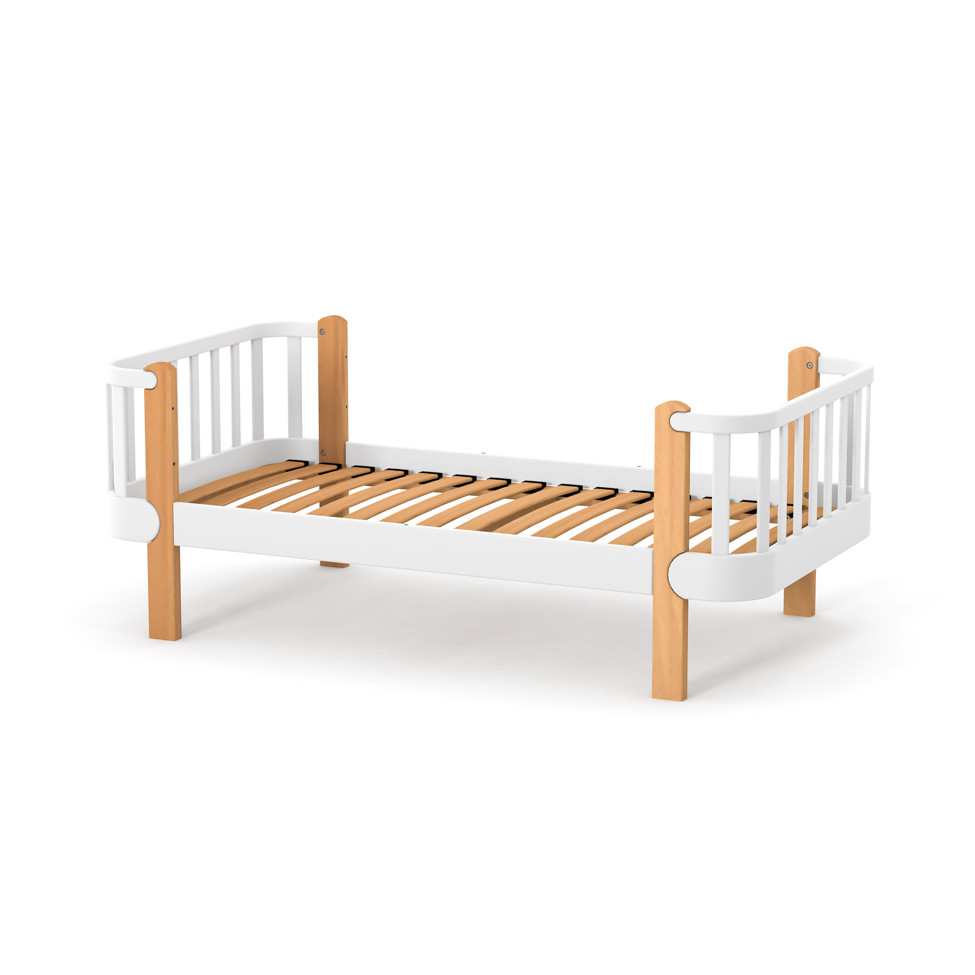 Dětská postel Zukko Gekko 160x80. Bílá / Přírodní buk
