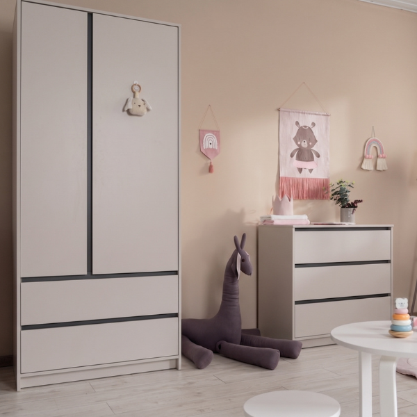 Dvoudveřová šatní skříň Lovitto Gekko. 90х50х207cm. Kašmírová
