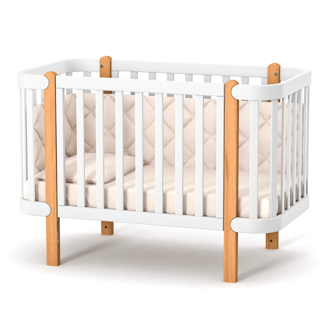 Dětská postýlka Zukko Gekko Kids 120x60. Bílá / Přírodní Buk