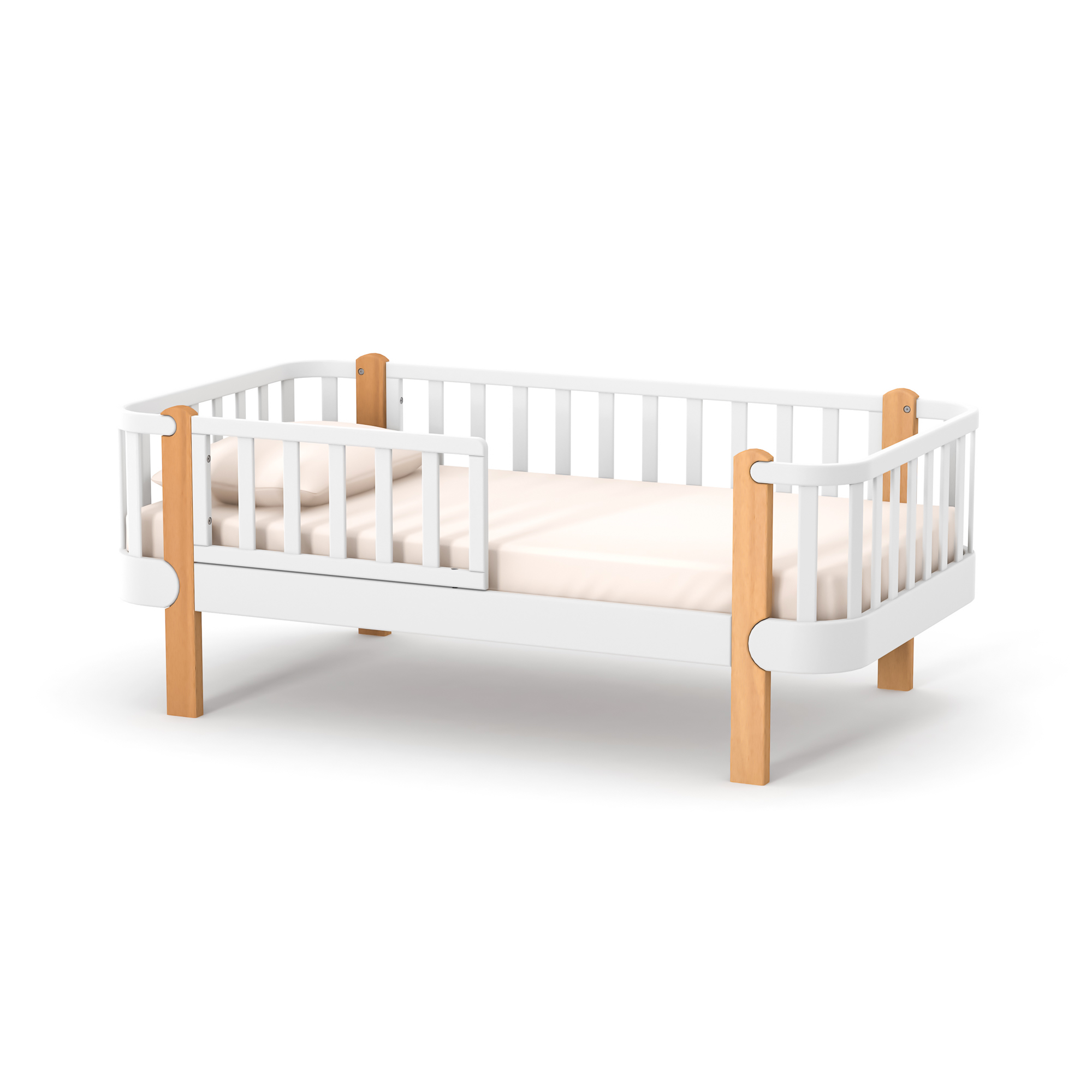 Dětská postel Zukko Gekko 160x80. Bílá / Přírodní buk