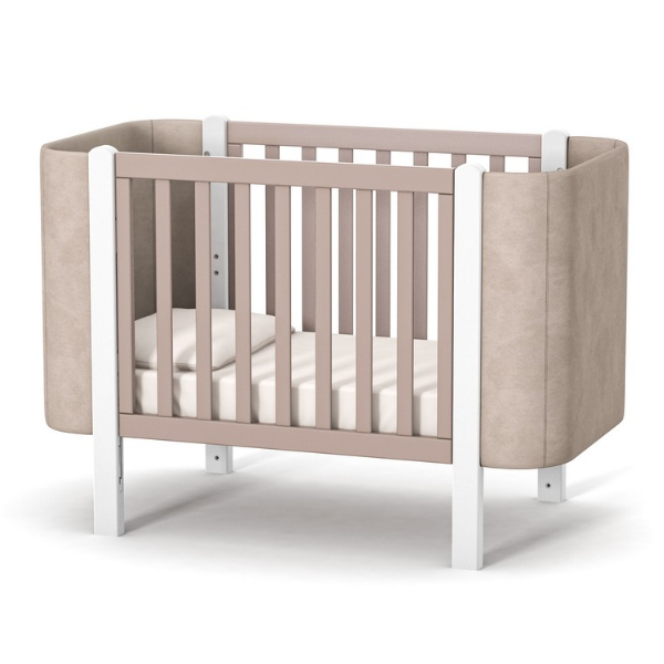 Dětská designová postýlka Zukko Soft Gekko Kids 120x60. Cappuccino / Bílá