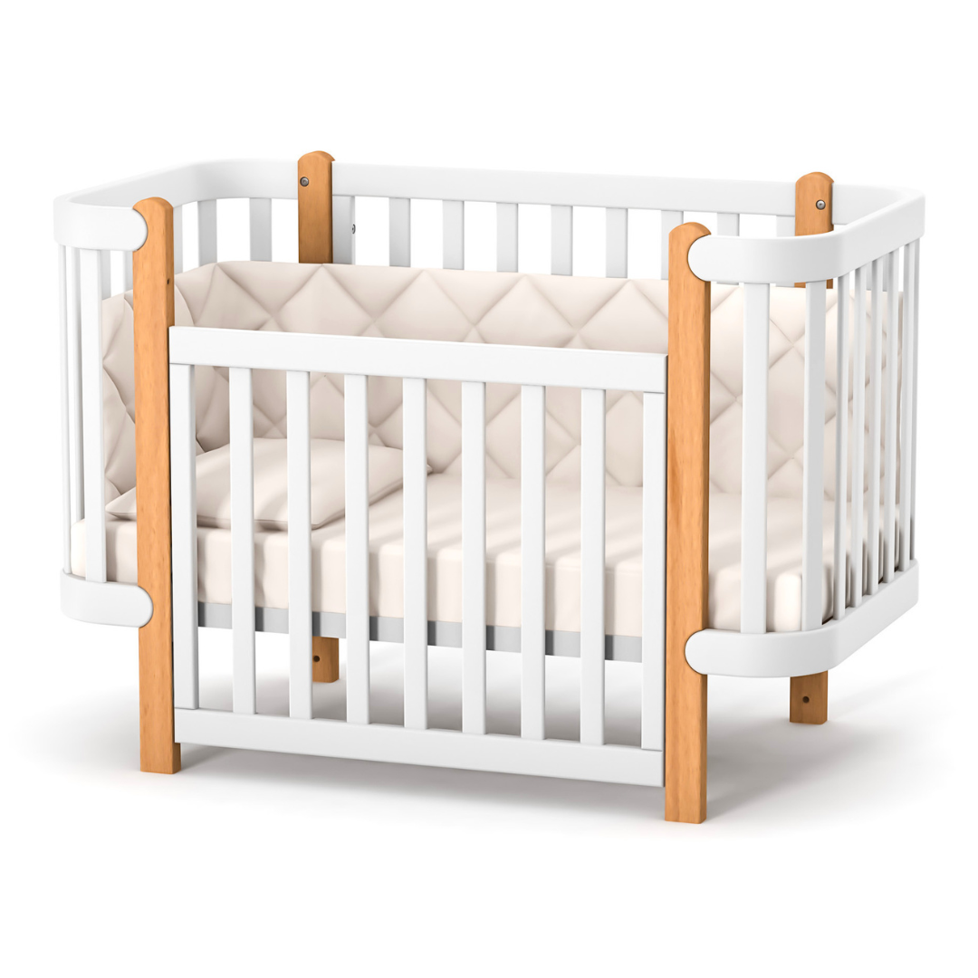 Dětská rostoucí postýlka Zukko Gekko Kids 120×60. Bílá / Přírodní Buk