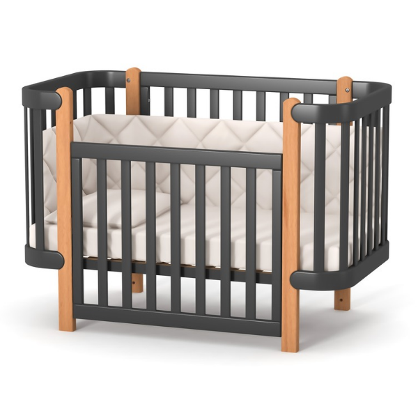Dětská rostoucí postýlka Zukko Gekko Kids 120×60. Tmavě šedá / Přírodní buk