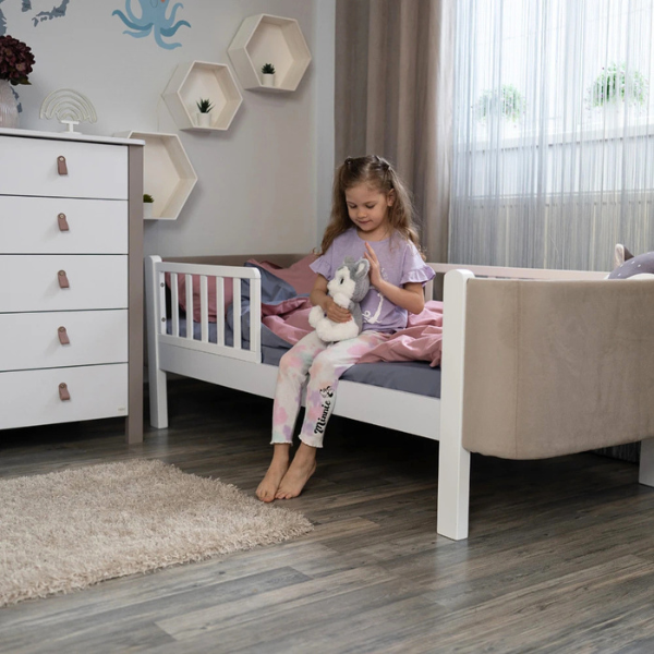 Jednolůžková postel Zukko Soft Gekko 190x80. Cappuccino / Bílá