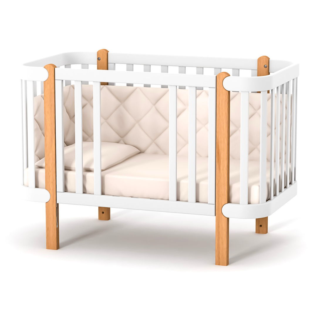 Dětská rostoucí postýlka Zukko Gekko Kids 120×60. Bílá / Přírodní Buk