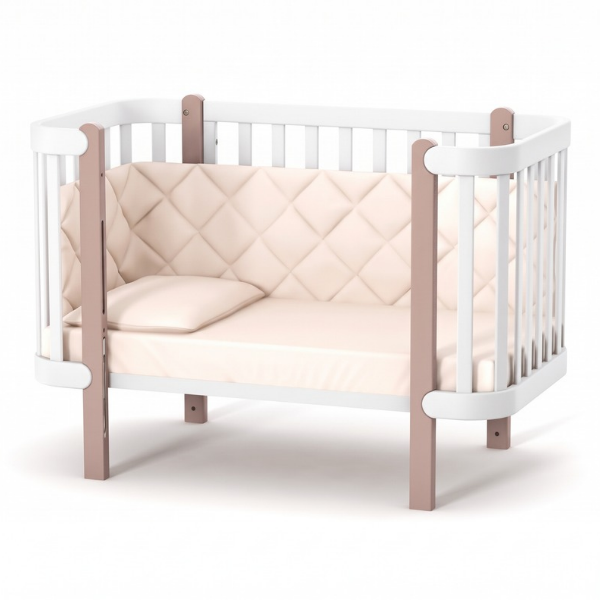 Dětská rostoucí postýlka Zukko Gekko Kids. Kolébka a postýlka 2v1. Bílá / Cappuccino