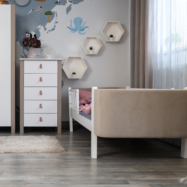 Jednolůžková postel Zukko Soft Gekko 190x80. Cappuccino / Bílá