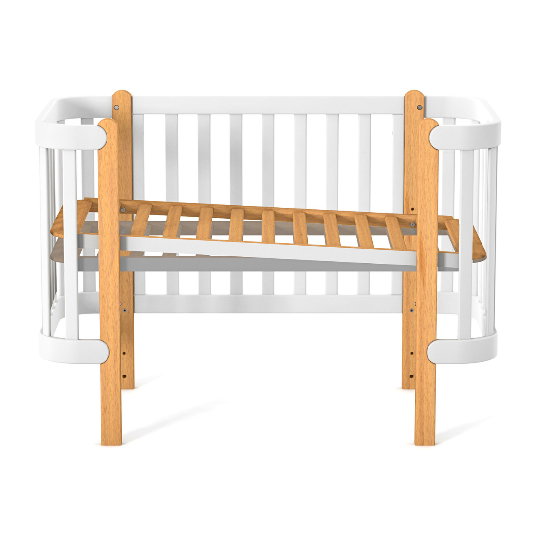 Dětská rostoucí postýlka Zukko Gekko Kids 120×60. Bílá / Přírodní Buk