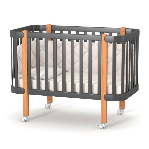 Dětská rostoucí postýlka Zukko Gekko Kids 120×60. Tmavě šedá / Přírodní buk