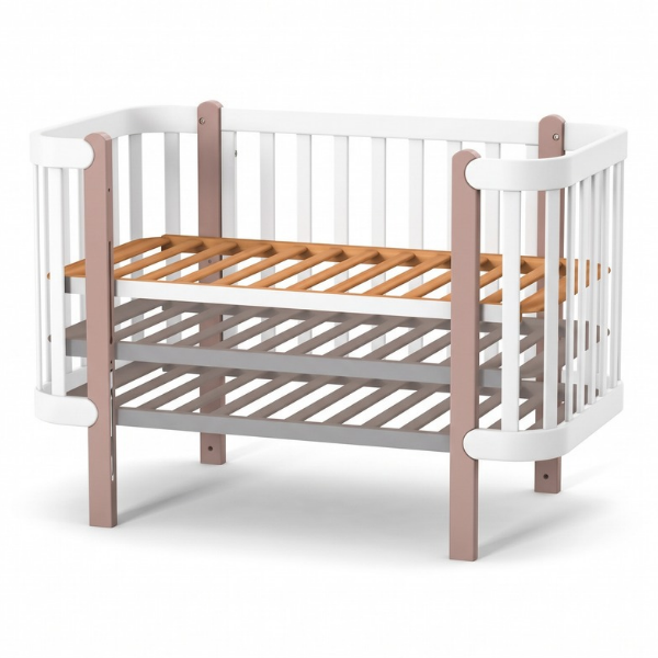 Dětská rostoucí postýlka Zukko Gekko Kids. Kolébka a postýlka 2v1. Bílá / Cappuccino