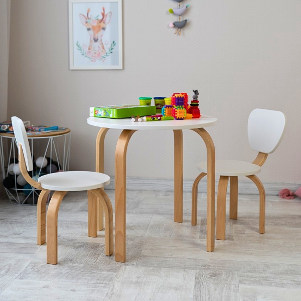 Dětská židlička Zukko Gekko Kids. Bílá / Přírodní Buk